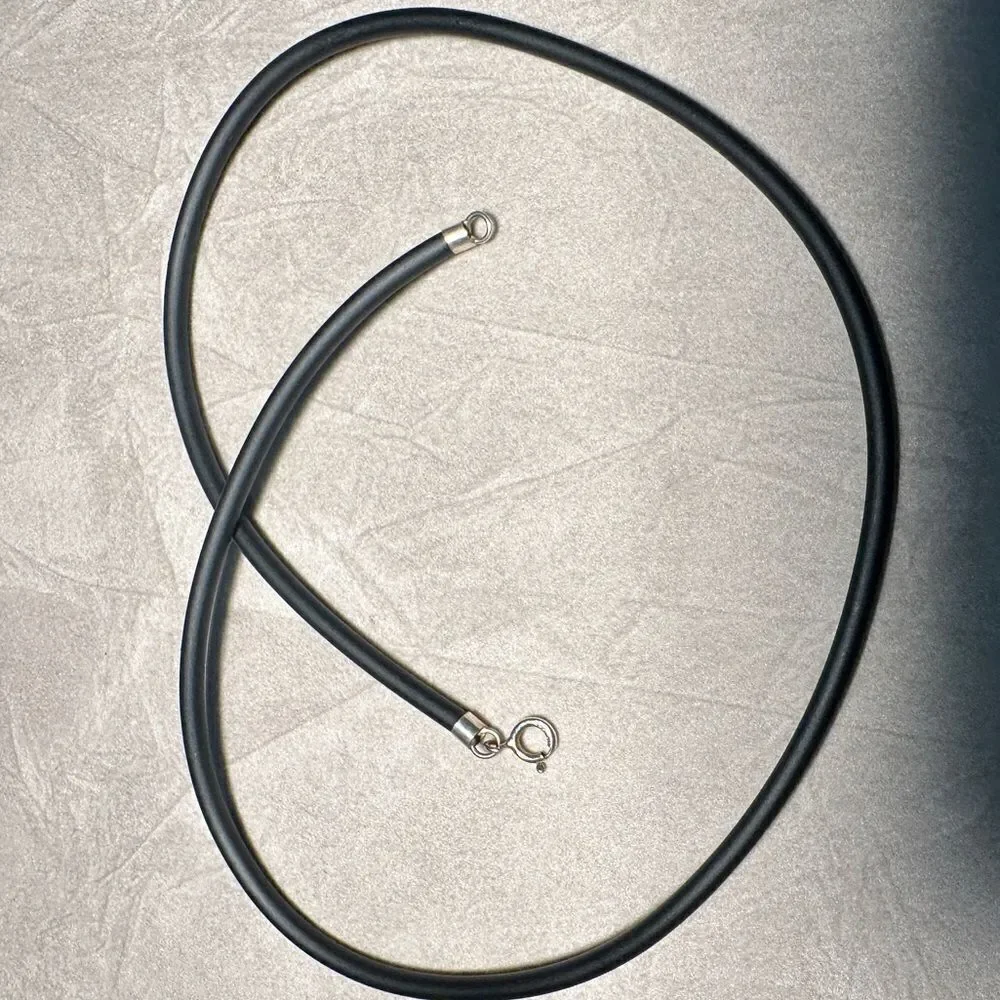 14.5” Black Cord Necklace - Minimalist | Unisex 925 Silver Clasp | Pendant Ready